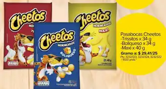 Super Inter Pasabocas Cheetos Trissitos 34g, Boliqueso 34g, Maxi 40g oferta