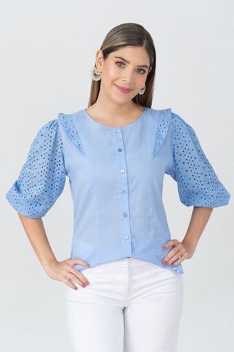 Unipunto Blusa manga bombacha con corte en golas oferta