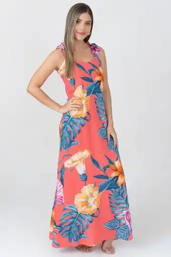 Unipunto Vestido largo tiras ruchadas escote redondo oferta