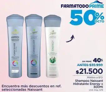 FarmaTodo Shampoo Naissant Hidratante Energy 300ml oferta