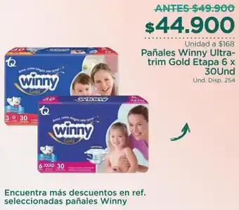 FarmaTodo Pañales Winny Ultratrim Gold Etapa 6 x 30 Unid oferta
