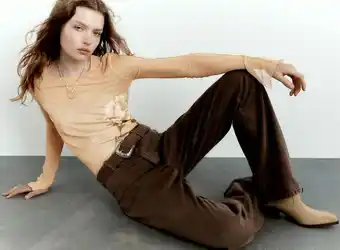 Zara Jeans trf wide leg cinturón oferta