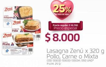 Makro Lasagna Zenú 320g Pollo, Carne o Mixta oferta