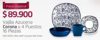 Makro Vajilla Azucena Corona x 4 Puestos 16 Piezas oferta