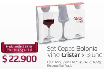 Makro Set Copas Bolonia Vino Cristal 3 Und oferta