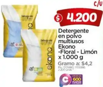 Surtimax Detergente en Polvo Multiusos Ekono Floral-Limón 1,000g oferta