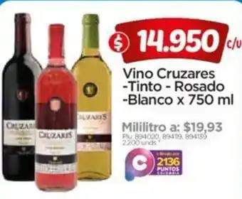Surtimax Vino Cruzares Tinto - Rosado Blanco 750ml oferta