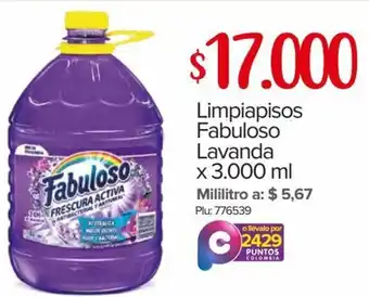 Super Inter Limpiapisos Fabuloso Lavanda 3,000ml oferta
