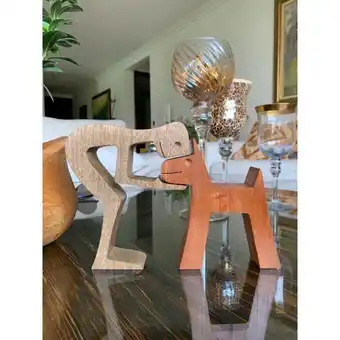 Éxito Escultura temática kora, café claro, elaborado en madera oferta