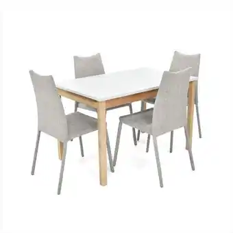 Éxito Juego comedor 4p teba blanco sillas palermo tela taupe oferta