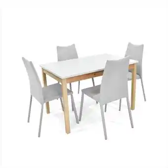 Éxito Juego comedor 4p teba blanco sillas palermo tela plata oferta