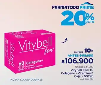 FarmaTodo Vitybell Fem Colágeno+ x 60 tab oferta