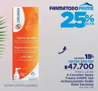 FarmaTodo A-Cerumen Spray Frasco x 40ml oferta