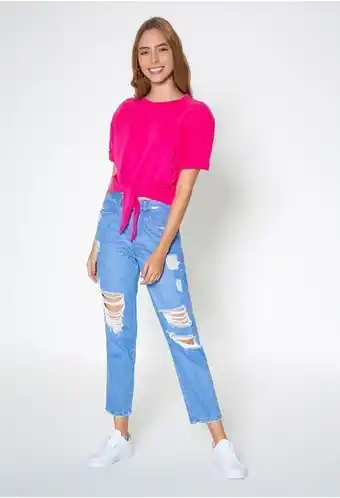 ELA Blusa anudada con hombreras oferta