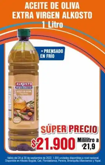 Alkosto Aceite de Oliva Extra Virgen Alkosto 1 litro oferta