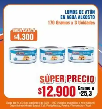Alkosto Lomos de Atún en Agua Alkosto 170 gramos x 3 unidades oferta
