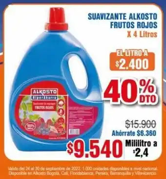 Alkosto Suavizante Alkosto Frutos Rojos x 4 litros oferta
