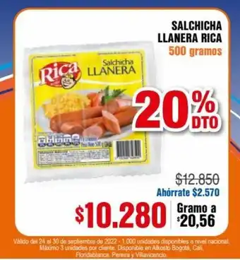 Alkosto Salchicha Llanera Rica 500 gramos oferta