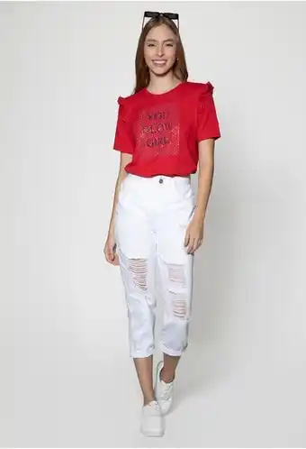 ELA Camiseta con bolero en manga y hotfix. oferta