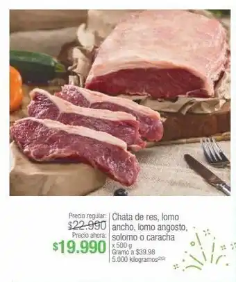 Jumbo Chata de res, lomo, anchi, lomo angosto, solomo o caracha x 500g oferta