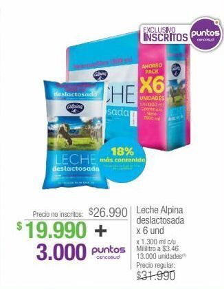 Jumbo Leche deslactosada alpina x 6un oferta