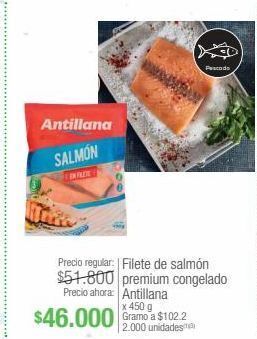 Jumbo Filete de salmón premium congelado antillana x 450g oferta