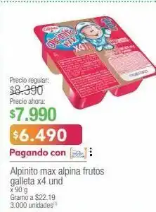 Jumbo Alpinito max alpina frutos galleta x 4un 90g oferta