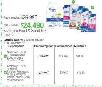 Jumbo Shampoo head & shoulders x 700ml oferta
