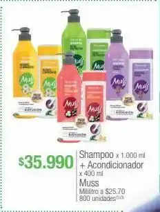 Jumbo Shampoo x 1000ml + acondicionador 400ml muss oferta