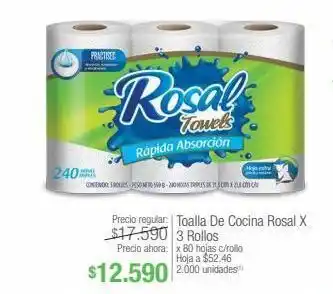Jumbo Toalla de cocina rosal x 3 rollos oferta