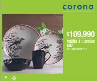 Jumbo Vajilla 4 puestos mia oferta