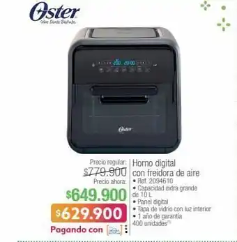 Jumbo Horno digital con freidora de aire oster oferta