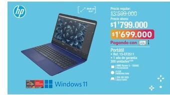 Jumbo Computador portátil hp oferta