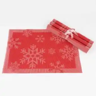 Individual x4 rec 30x45cm rojo copo nieve