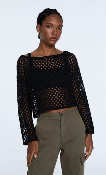 Stradivarius Jersey calado punto oferta