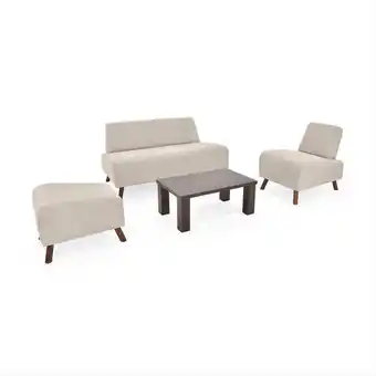 Éxito Sala manhattan tela beige + mesa de centro lucerna chocolate oferta