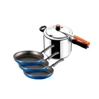 Alkosto Combo imusa olla a presión 7 litros + set x 3 sartenes 18cm, 20cm y 24cm oferta