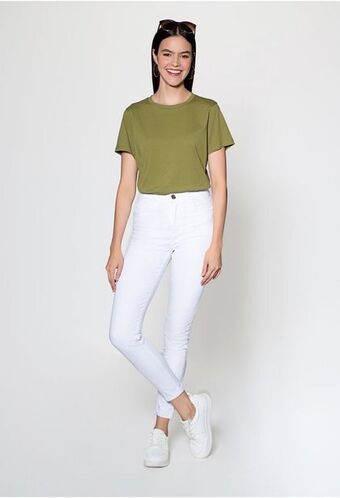 ELA Jean skinny blanco tiro alto. oferta