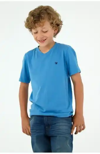Tennis Camiseta para niño cuello en v azul oferta