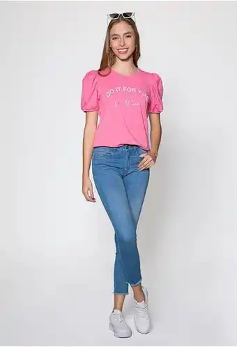 ELA Jean skinny tiro alto con ruedos desflec oferta
