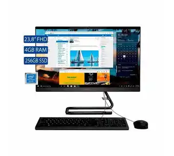 Panamericana All in one lenovo, intel pentium silver, ram 4 gb, 256 gb ssd, f0e7006gld, 23.8" fhd, negro oferta