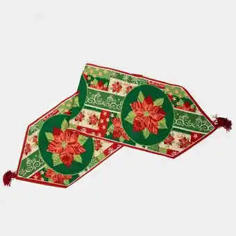 Panamericana Camino de mesa verde/rojo de 33 x 182 cm - poinsettia oferta