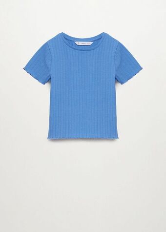 Mango Camiseta algodón canalé oferta