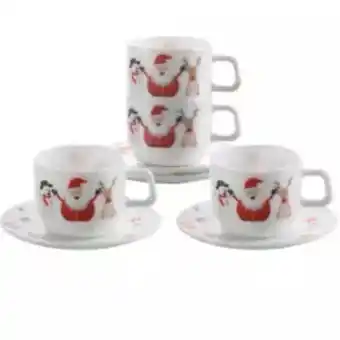 Home Sentry Set 4 tazas café + 4 platos estampado muñecos navideños marca expressions oferta