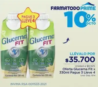 Oferta GLucerna Fit 330ml Pague 2 Lleve 4