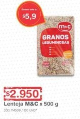 Makro Lenteja M&C 500g oferta
