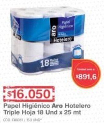 Makro Papel Higiénico Aro Hotelero Triple Hoja 18 Und 25mt oferta