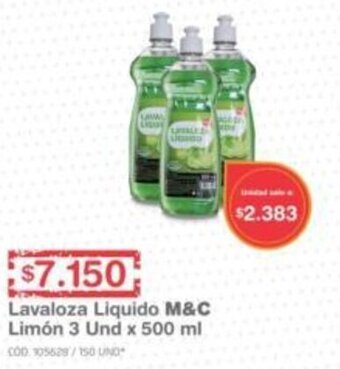 Makro Lavaloza Liquido M&C Limón 3 Und x 500ml oferta