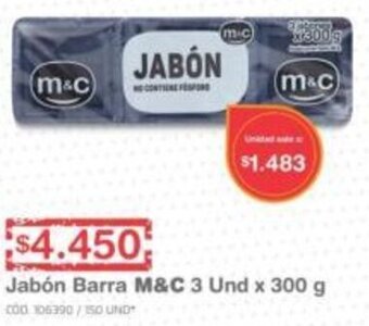 Makro Jabón Barra M&C 3 Unid x 300g oferta