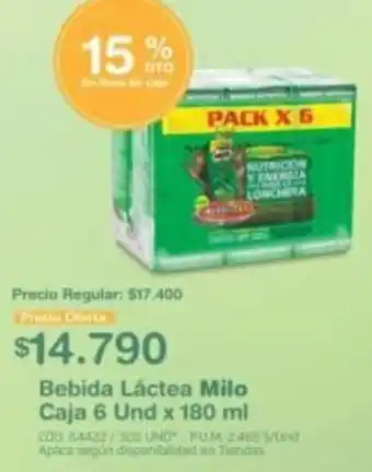 Makro Bebida Láctea Milo Caja 6 Unid x 180ml oferta
